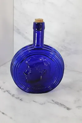 Vtg Wheaton 1st Edition JFK John F Kennedy Blue Carnival Glass Decanter Bottle • $19.99