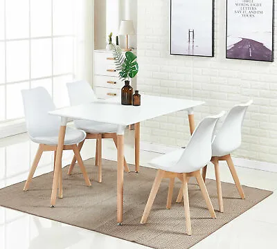 £190 • Buy Jamie Dining Set | Lorenzo Dining Chairs 4 SET & White Halo Wooden Dining Table