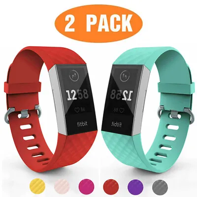 $9.99 • Buy 2Pcs Fit Fitbit Charge 3 4 Strap Replacement Wristband Metal Buckle Small Large