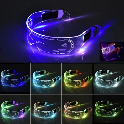 £5.30 • Buy Light Cyberpunk LED Colorful Visor Glasses Clear Lenses Goggles Futuristic Style