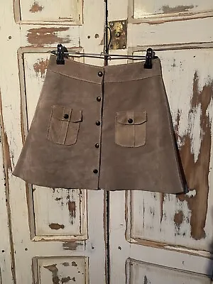 Genuine 1960’s Original Vintage Suede Mini Skirt Size 26” Waist • £29