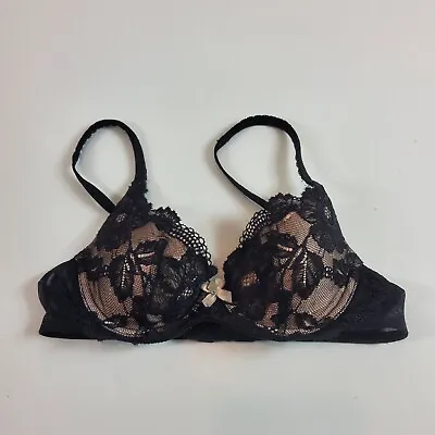 Victoria's Secret Bra Women's Black Lace Lined Demi Body By Victoria 34A • $13.59
