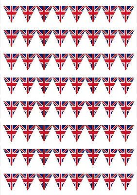 64 Union Jack SMALL Style Royal Bunting Edible Wafer Paper/Icing Cake Topper  • £3.99