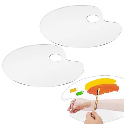 2 Pcs Clear Acrylic Paint Palette Mixing Oval Shaped Non-Stick Oil Paint Palette • £6.99