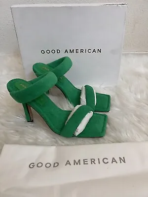 Good American Green Terry Cloth Square Toe High Heel Sz 7.5 • £76.15