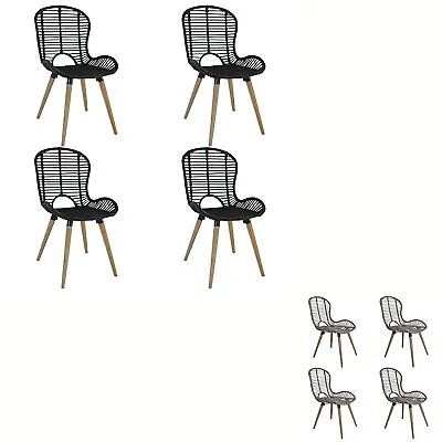 $559.99 • Buy 2/4/6x Dining Chairs Natural Rattan Kitchen Dinner Seat Black/Brown VidaXL