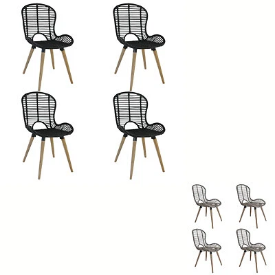 $594.99 • Buy 2/4/6x Dining Chairs Natural Rattan Kitchen Dinner Seat Black/Brown VidaXL
