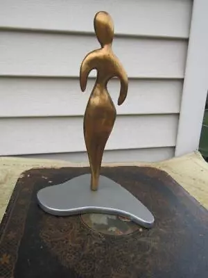 Mid Century Modern Bronzes / Brass Abstract Art Minimalist Women? Mounted On Ste • $199.99