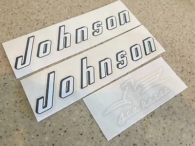 Johnson Sea-Horse Vintage Outboard Motor Decals White And Black + FREE Shipping! • $14