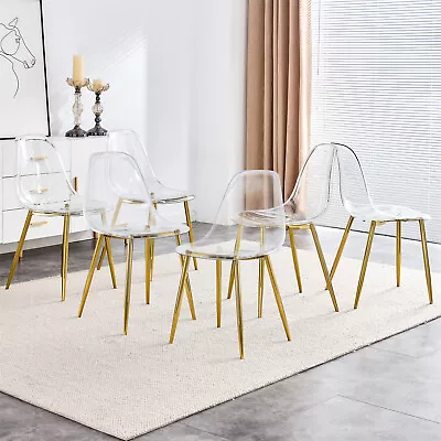 Set Of 6 Dining Chair Plastic Chair Kitchen Dining Side Chairs W/ Metal Leg • $244.99