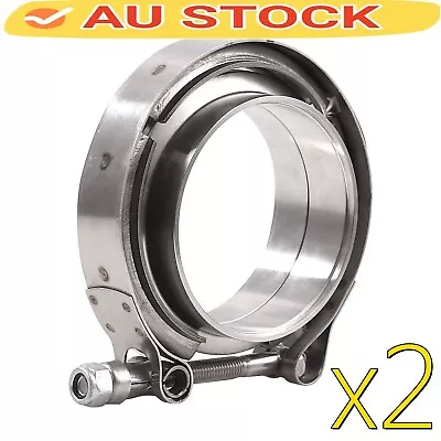 2x 3  Inch 76mm V-band Vband Clamp Stainless Steel Flange Exhaust Pipe Tailpipe • $41