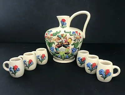 Vtg Reinh Merkelbach German Folk Art Pottery Decanter Pitcher 6 Cup Octoberfest • $36.99