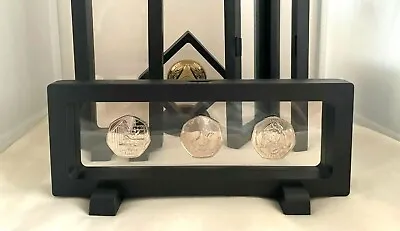 £3.65 • Buy 3D Clear Floating Display Frame Coin/Jewellery Holder Box. 18*7*2 Case & Stand