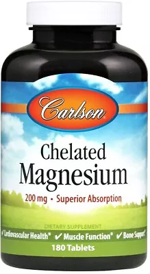 Carlson Labs Chelated Magnesium 200mg - 180 Tablets • £37.98