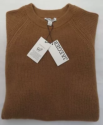 Men's Marks & Spencer Jaeger Camel Ribbed Merino Wool Crew Neck Jumper Size M • £49.50