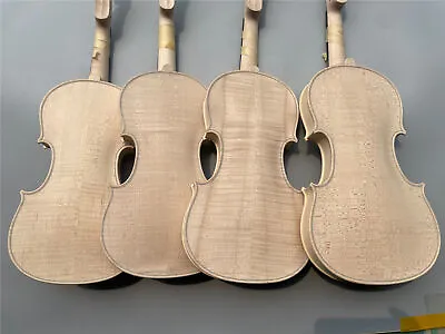 5 String Violin 4/4 Flame Maple Back Spruce Wood Top Handmade Violin Unfinished • $137.99