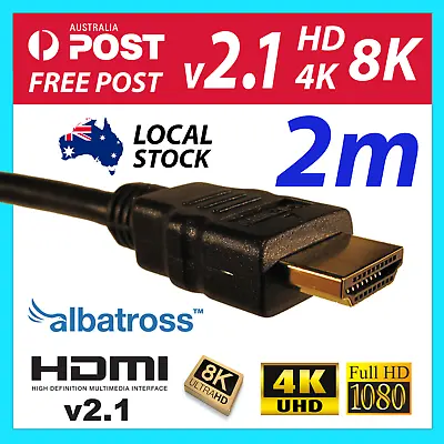 $9.95 • Buy Albatross HDMI Cable 2m V2.1 4K 8K Ultra High Speed With Ethernet ARC HDR 48Gb/s