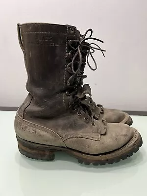 VTG Whites Black Leather Logger Boots Handmade Spokane USA Lineman Logging 5.5 D • $100