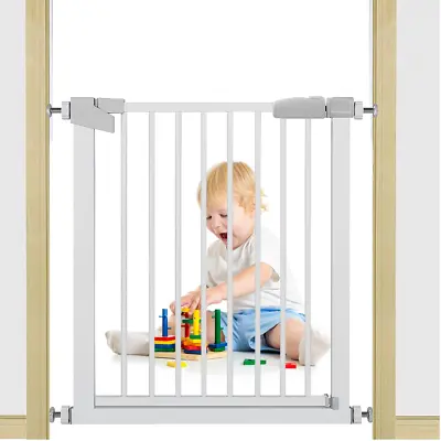 Baby Pet Safety Gate Door Barrier Dog Stair Way Indoor Home Fence White 76-83cm  • £23.99