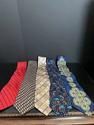 Mixed Lot Of 5 Ties Rush Limbaugh Curious George Michael Kors Sivone￼ Roberto St • $22