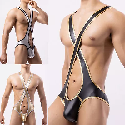 Men's Wrestling Singlet Mankini Jockstrap Underwear Bodysuit Leotard Jumpsuit • $7.43