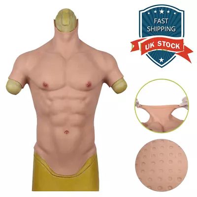 UK Stock Silicone Muscle Suit Male Strong Fake Chest No Oil Cosplay Crossdress • £134.10