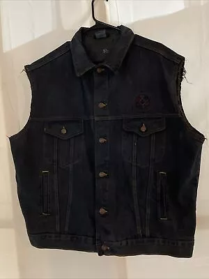 UNION LINE Intern Assoc Machinist & Aerospace Workers Denim Jean Vest XL Biker • $35.99