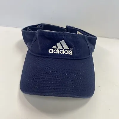 Vintage Navy Blue Adidas Logo Visor Adjustable Strapback Golf Tennis Embroidered • $8.95