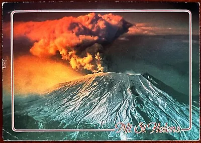 Vintage Postcard Posted 1986 Mt. St. Helens Olympia Washington Erupts At Sunset • $2.50