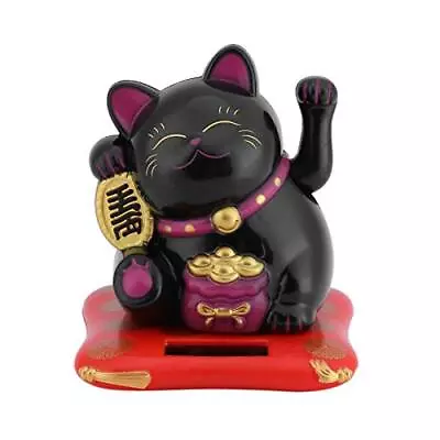 Waving Cat Mini Happy Maneki Neko Solar Powered Good Lucky Fengshui Cats Weal... • $19.23