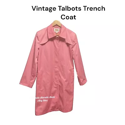 Vintage Talbots Women's Rain Trench Coat Plus SZ 12 Pink Art Deco Preppy Barbie • $60