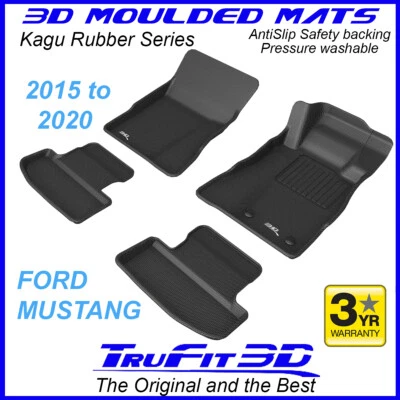 $175 • Buy For Ford Mustang 2015 - 2022 Genuine 3D Black Rubber Car Mats