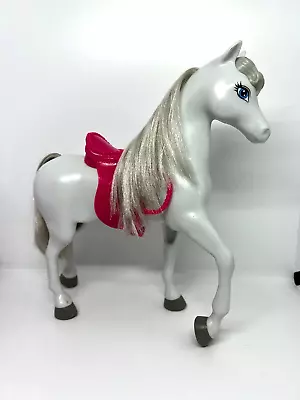 Barbie Grey Horse W/Pink Saddle Silver Mane Blue Eyes - Mattel 2013 • $20