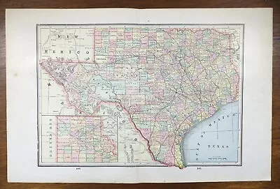 Vintage 1893 TEXAS Map 22 X14  ~ Old Antique Original AUSTIN EL PASO HOUSTON TX • $36.04