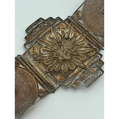 Vintage Sterling Silver Filigree Bracelet Cuff • $195