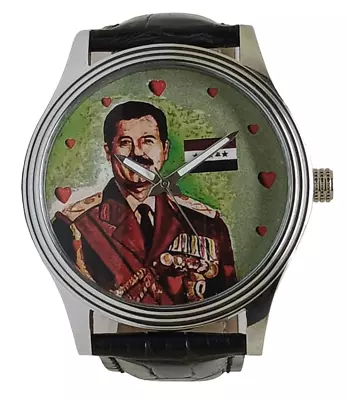 Why Was Saddam Hussein So Loved? Vintage Iraqi Flag Art Solid Brass Wrist Watch • $159.99