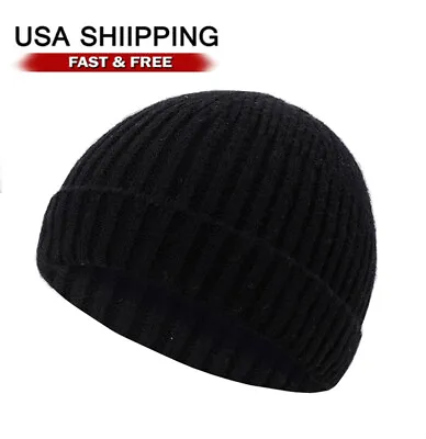 Fisherman Beanie Hat Ribbed Docker Winter Warm Knitted Skull Cap Cuff Mini Short • $8.29