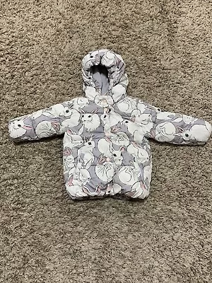 Girls Next Coat White And Grey Rabbit Design Age 18-24 Months Padded EUC • £5.25