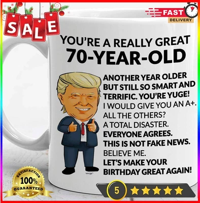 70th Birthday Gifts For Women Men 70 Coffee Mug Trump 70th 70 Year Old Dad 70th • £11.90