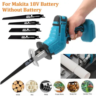 Cordless Electric Reciprocating Saw Cutting Saber For Makita Battery 18V 4 Blade • £26.99