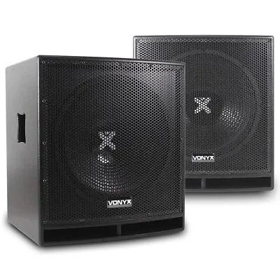 Pair Active Subwoofers Club Sub Woofers Bass Bins|Vonyx SWP-15  1600W SSC2676 • £619