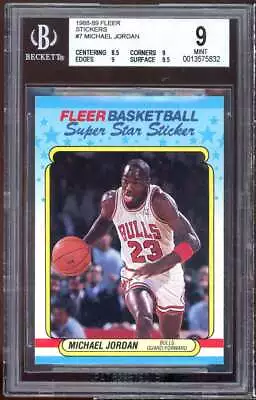 Michael Jordan Card 1988-89 Fleer Stickers #7 BGS 9 (8.5 9 9 9.5) • $5000