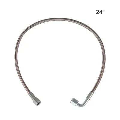 Turbo Oil Feed Line 24  Steel Braided -4 -4AN 90 Degree X Straight PTFE Line  • $10.79