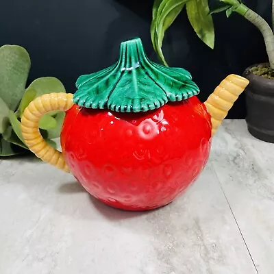 Vintage Ceramic Strawberry Shaped Tea Pot Kitchen Decor • $42.31