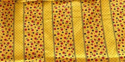 Fabric Vintage 70s Ditzy Yellow Red Black Floral Quilting Remnant (2pcs) • $5.99