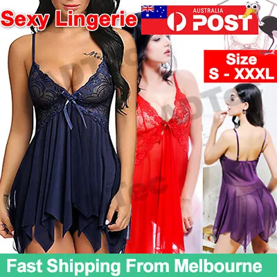 $13.95 • Buy Women Sexy Lingerie Lace Mini Dress Babydoll Nightdress Nightwear Sleepwear Sets