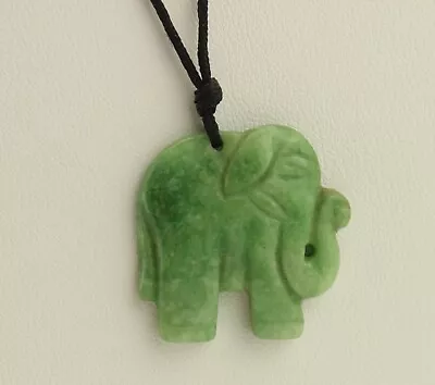 Vintage Jadeite Elephant Pendant Necklace 28” • $64.99