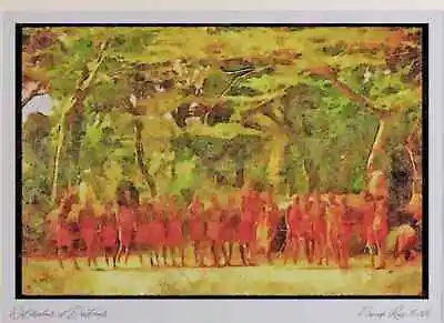 Kenya Africa 253043 Masai Warriors Performing Traditional Dances A4 Watercolour • £16.99