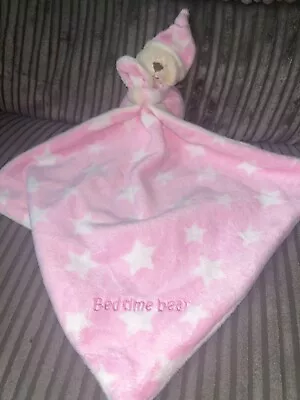 Mothercare Pink My Bedtime Bear Comforter Soft Toy Star Blankie • £10.99