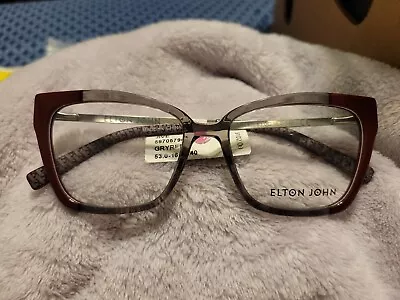 Elton John Red / Semi-Transparent Jive Gray Designer Eyeglasses Frames 53-16-140 • $59.95